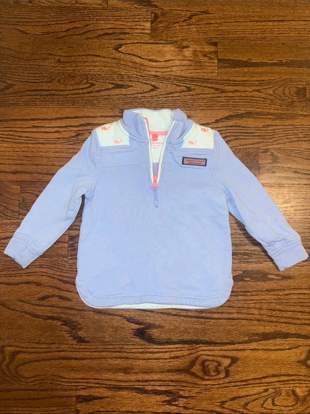 Vineyard Vines Light Blue Fleece Half-Zip with Whale Accents